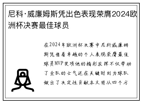 尼科·威廉姆斯凭出色表现荣膺2024欧洲杯决赛最佳球员 尼科·威廉姆斯凭出色表现荣膺2024欧洲杯决赛最佳球员